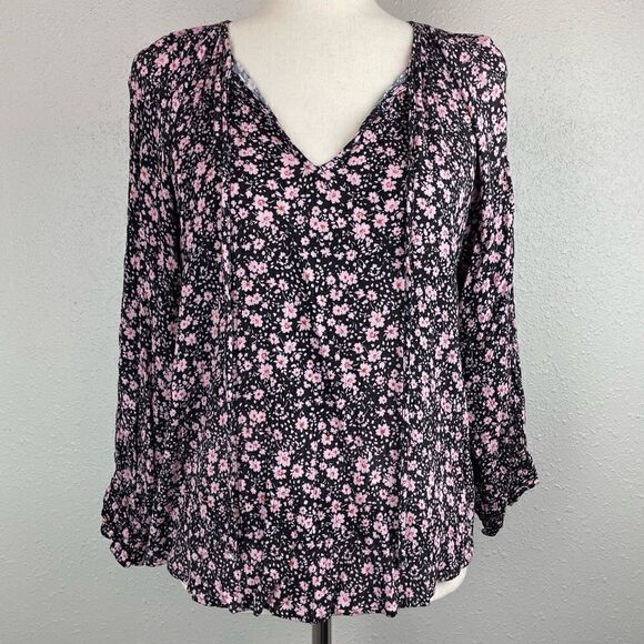 LUSH V-Neck Floral Top Size L EUC - Picture 1 of 7